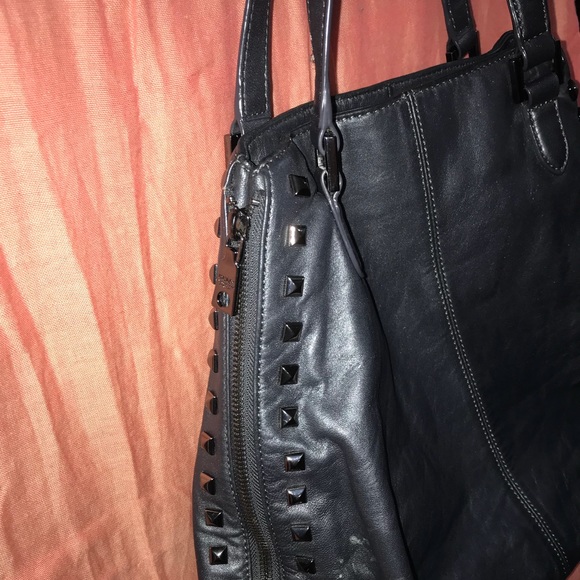 DKNY Leather Black Stud Tote Bag - Picture 4 of 5